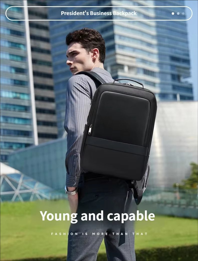 Anti-Theft Water-Resistant Expandable USB Business Fabric+Microfiber Laptop Backpack product detail