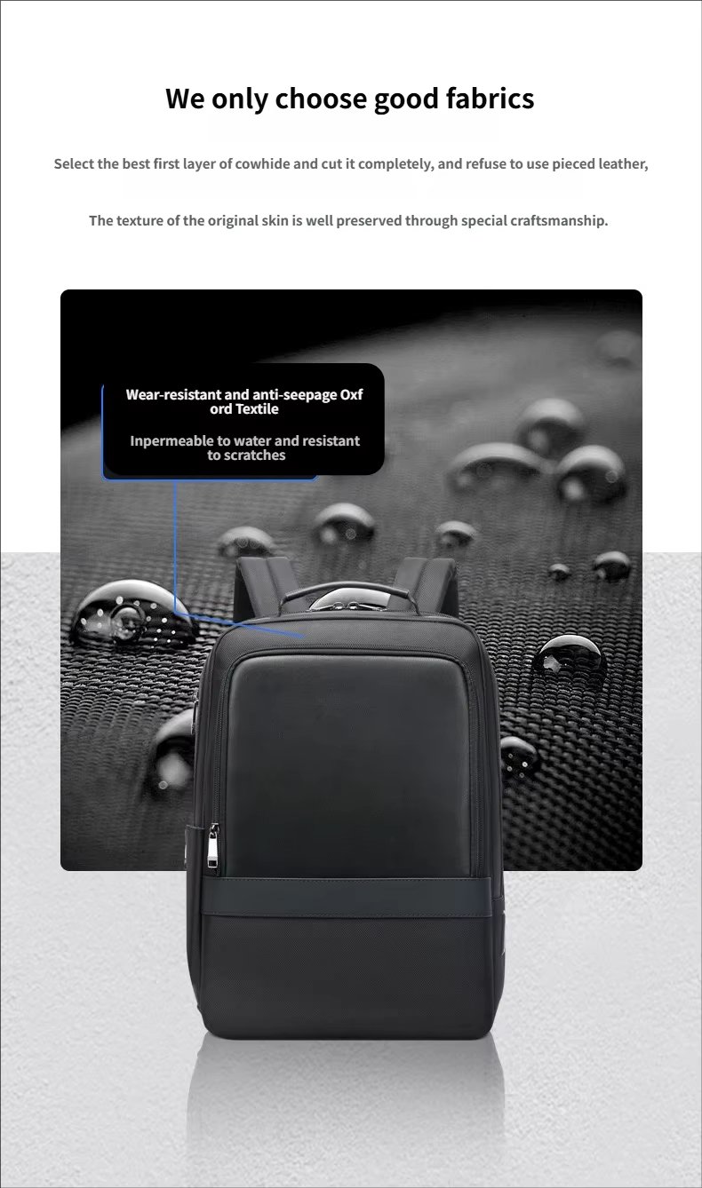 Anti-Theft Water-Resistant Expandable USB Business Fabric+Microfiber Laptop Backpack product detail