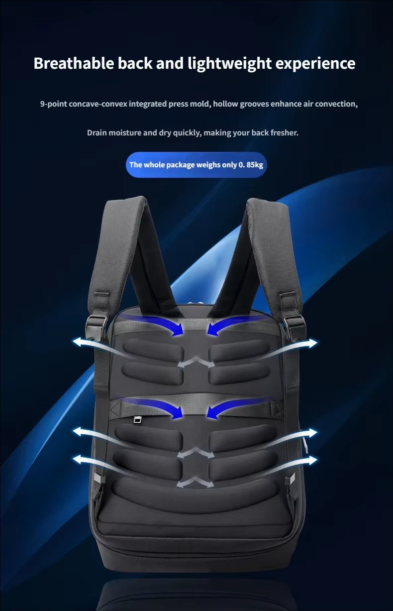 Anti-Theft Water-Resistant Expandable USB Business Fabric+Microfiber Laptop Backpack product detail