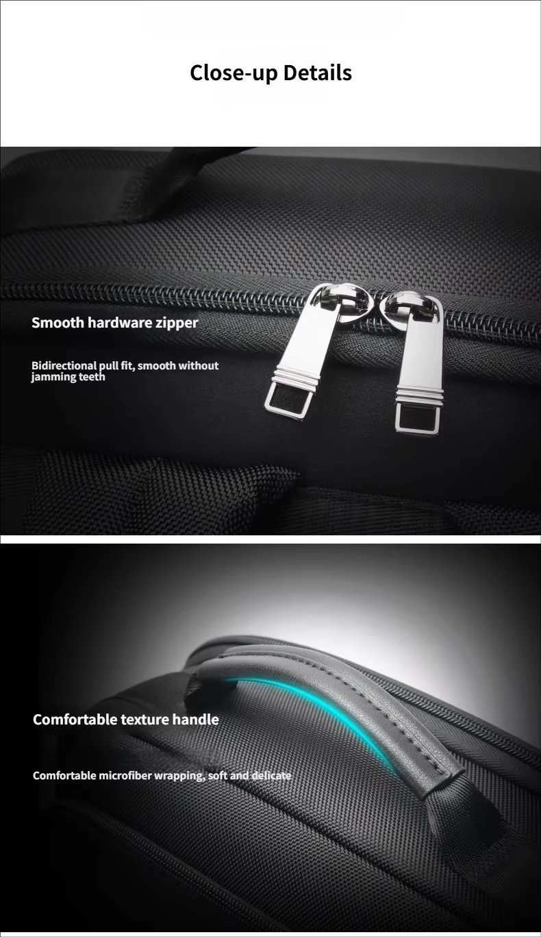 Anti-Theft Water-Resistant Expandable USB Business Fabric+Microfiber Laptop Backpack product detail