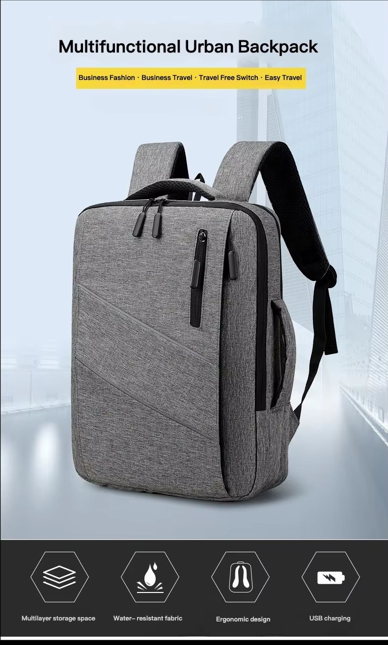 Water-Resistant USB Business School Oxford Laptop Backpack product detail