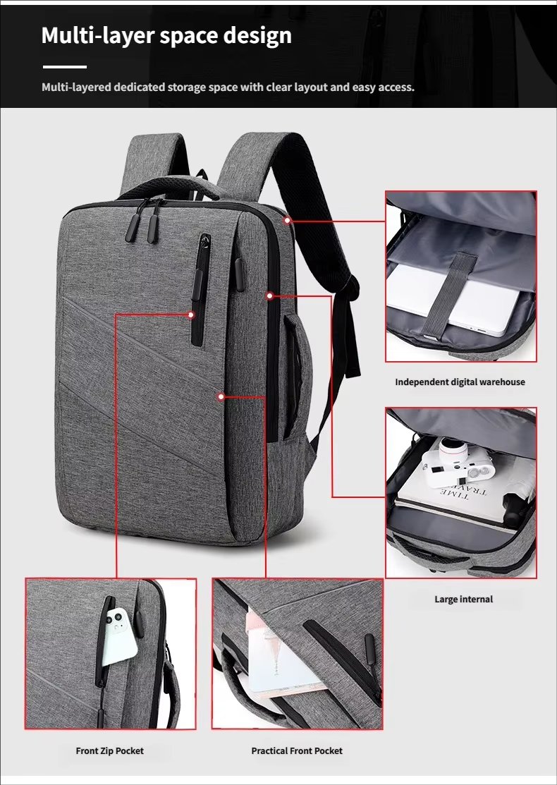 Water-Resistant USB Business School Oxford Laptop Backpack product detail