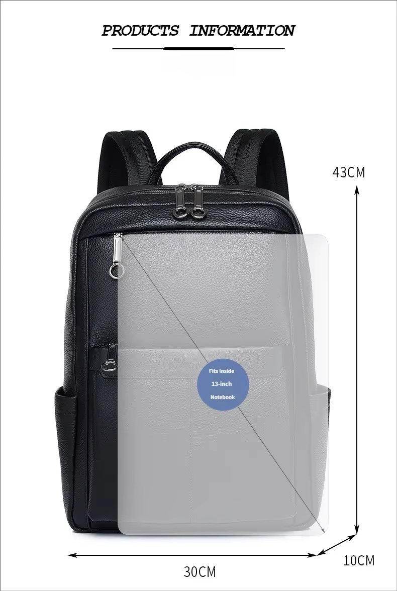 Large Capacity Business Travel Leather Laptop Backpack product detail