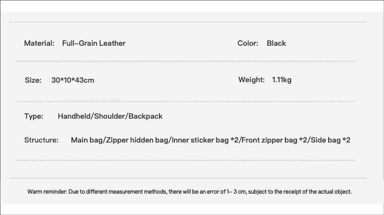 Large Capacity Business Travel Leather Laptop Backpack product detail
