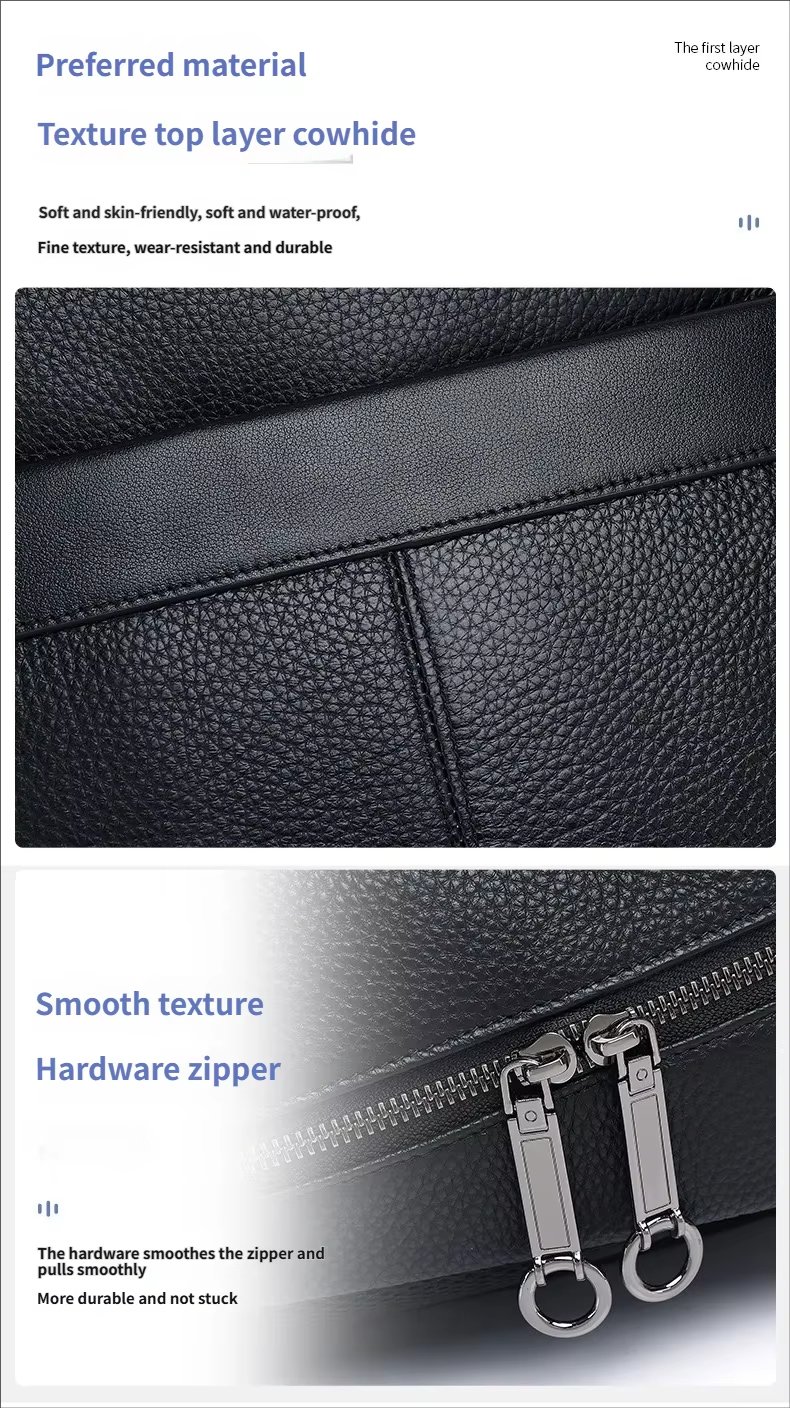 Large Capacity Business Travel Leather Laptop Backpack product detail