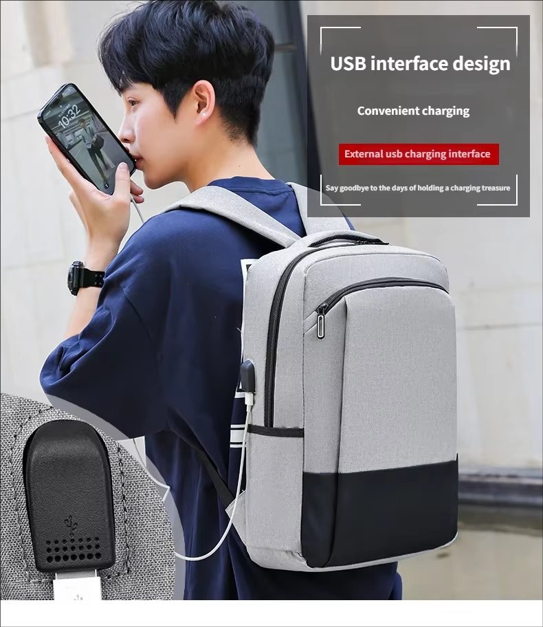 Water-Resistant Large Capacity USB Business School Nylon Laptop Backpack product detail