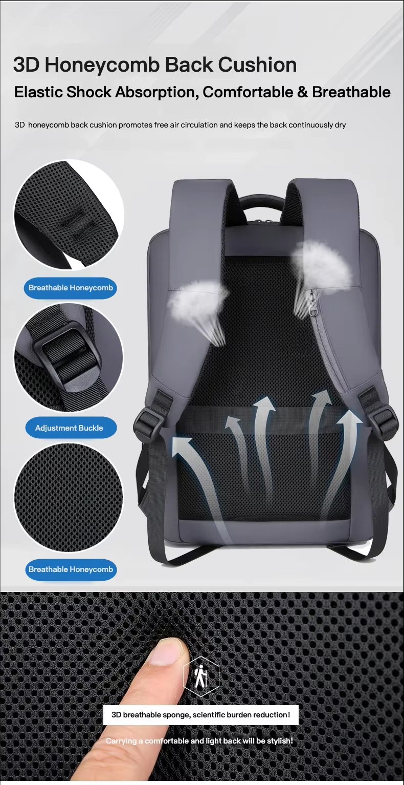 Water-Resistant Large Capacity USB Business Travel Oxford Laptop Backpack product detail