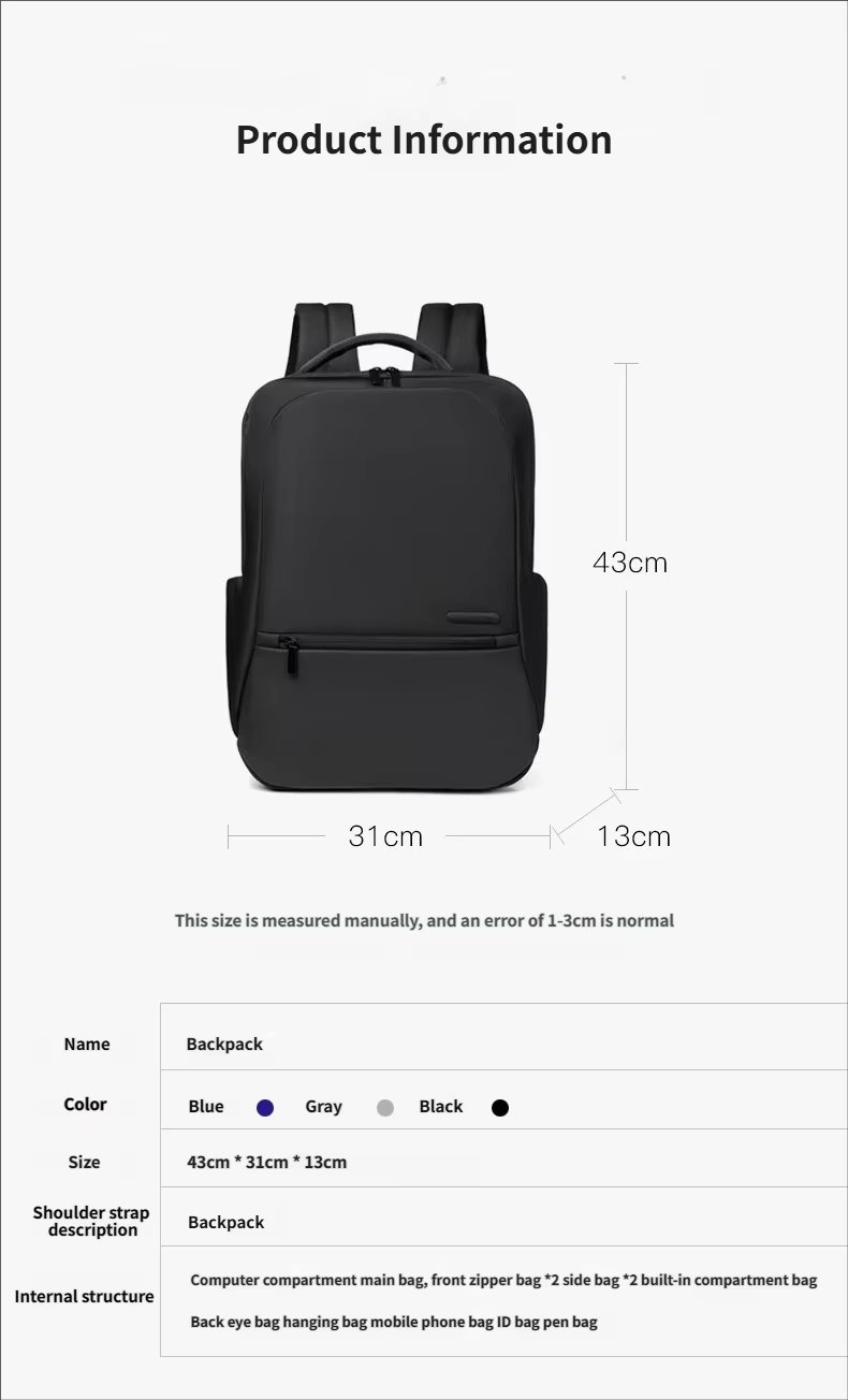 Large Capacity USB Business Travel School Oxford Laptop Backpack product detail