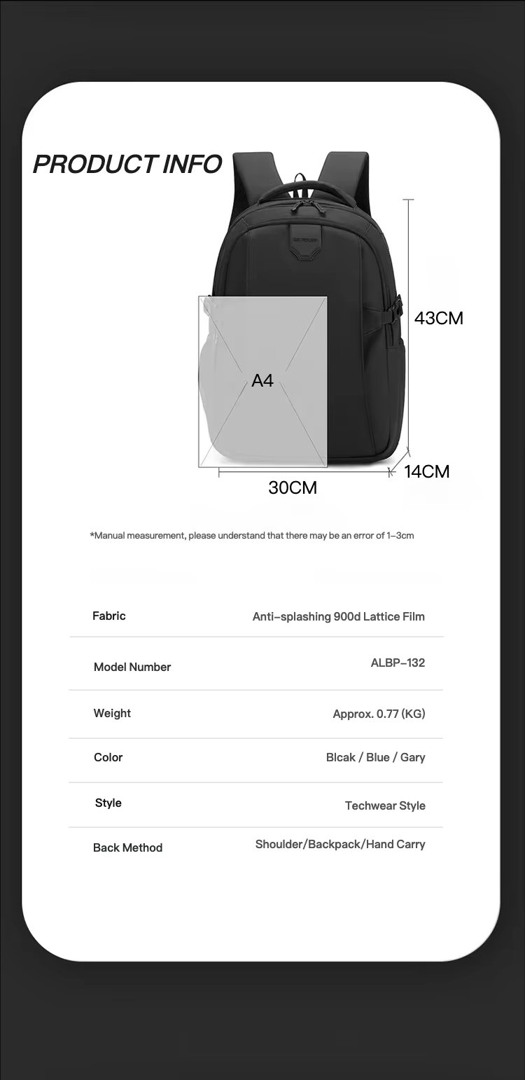 Anti-Theft Water-Resistant Large Capacity Outdoor Business Oxford Laptop Backpack product detail