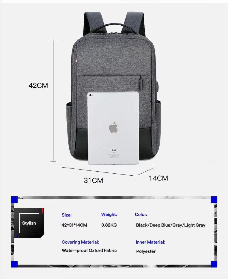 Water-Resistant USB Business Travel School Oxford Laptop Backpack product detail