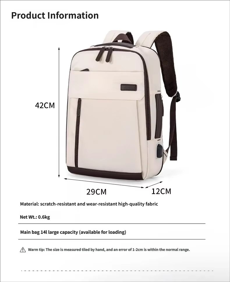 Large Capacity Expandable USB Business Travel Oxford Laptop Backpack product detail