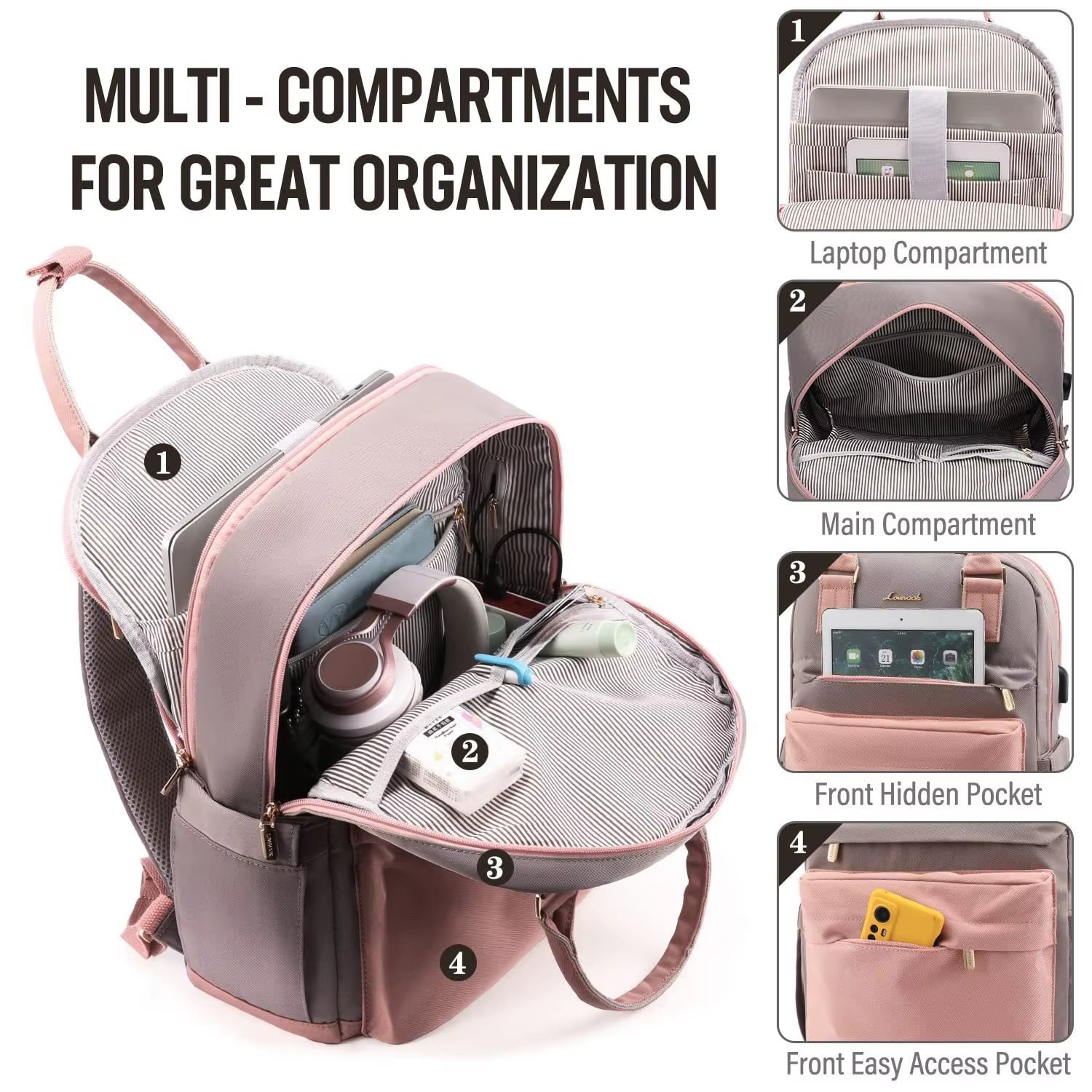 Anti-Theft Large Capacity USB Modern Business Oxford Laptop Backpack product detail