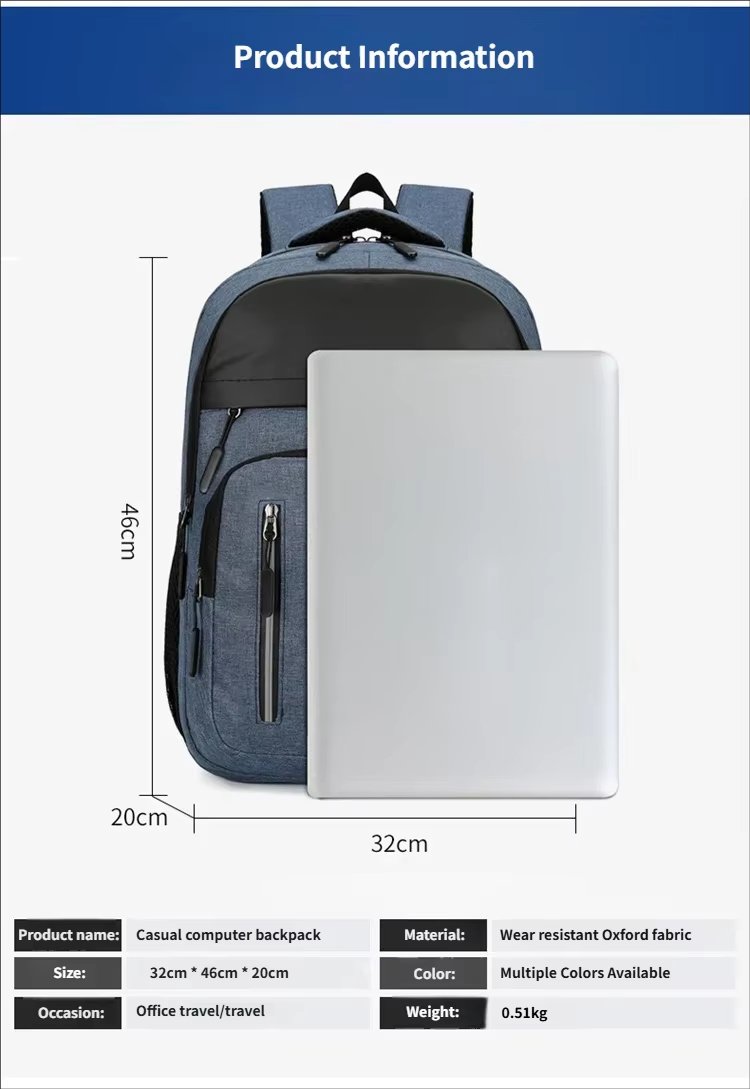 Water-Resistant Large Capacity USB Outdoor Travel Oxford Laptop Backpack product detail