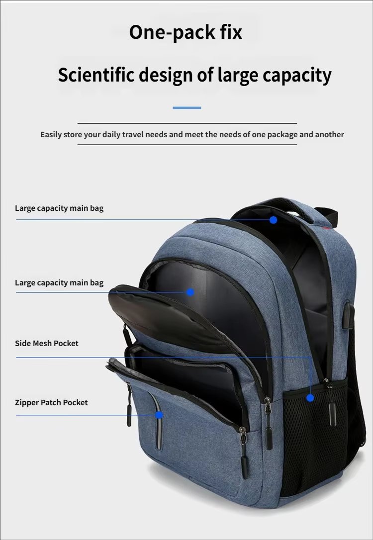 Water-Resistant Large Capacity USB Outdoor Travel Oxford Laptop Backpack product detail
