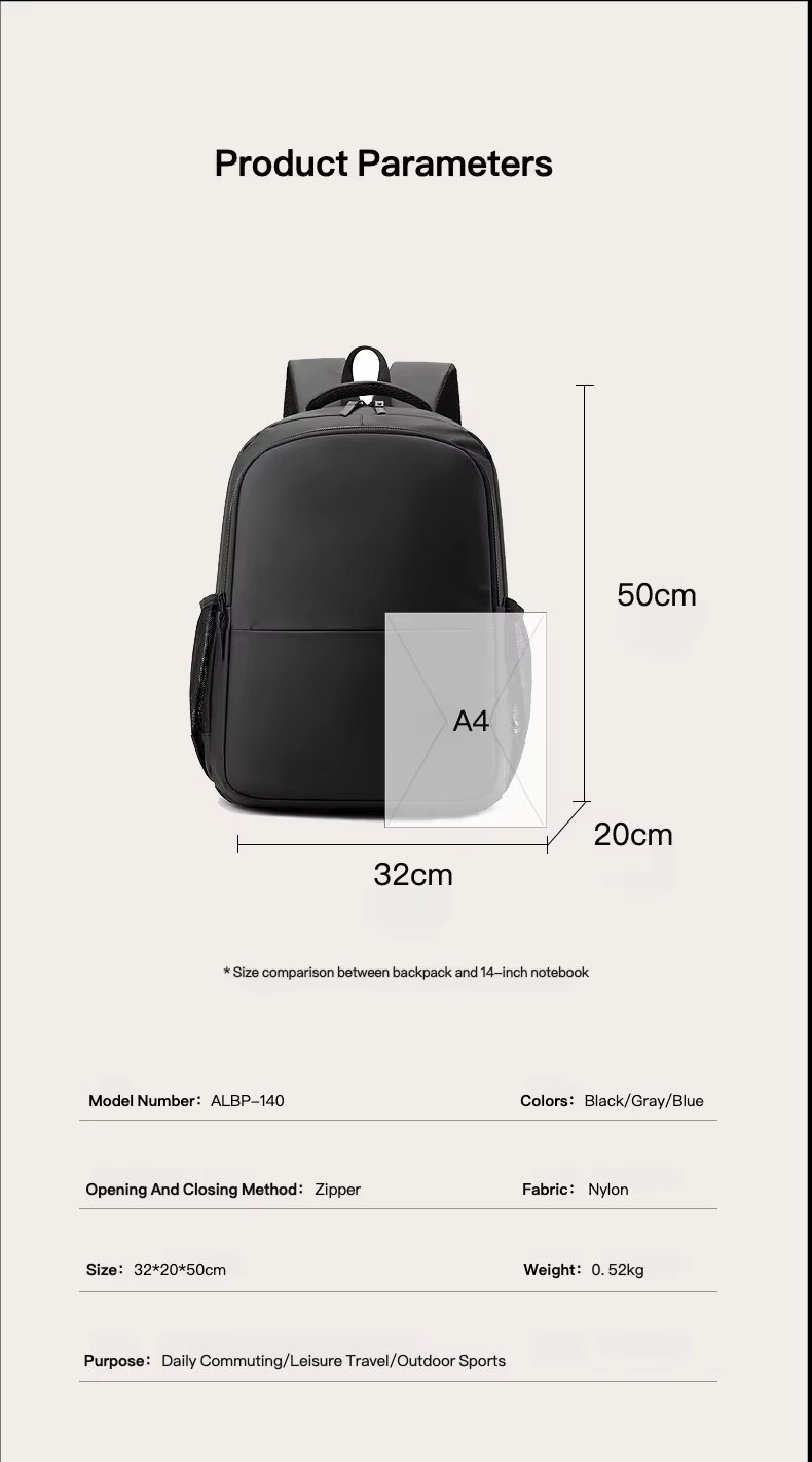 Water-Resistant Lightweight Outdoor Business Travel Nylon Laptop Backpack product detail