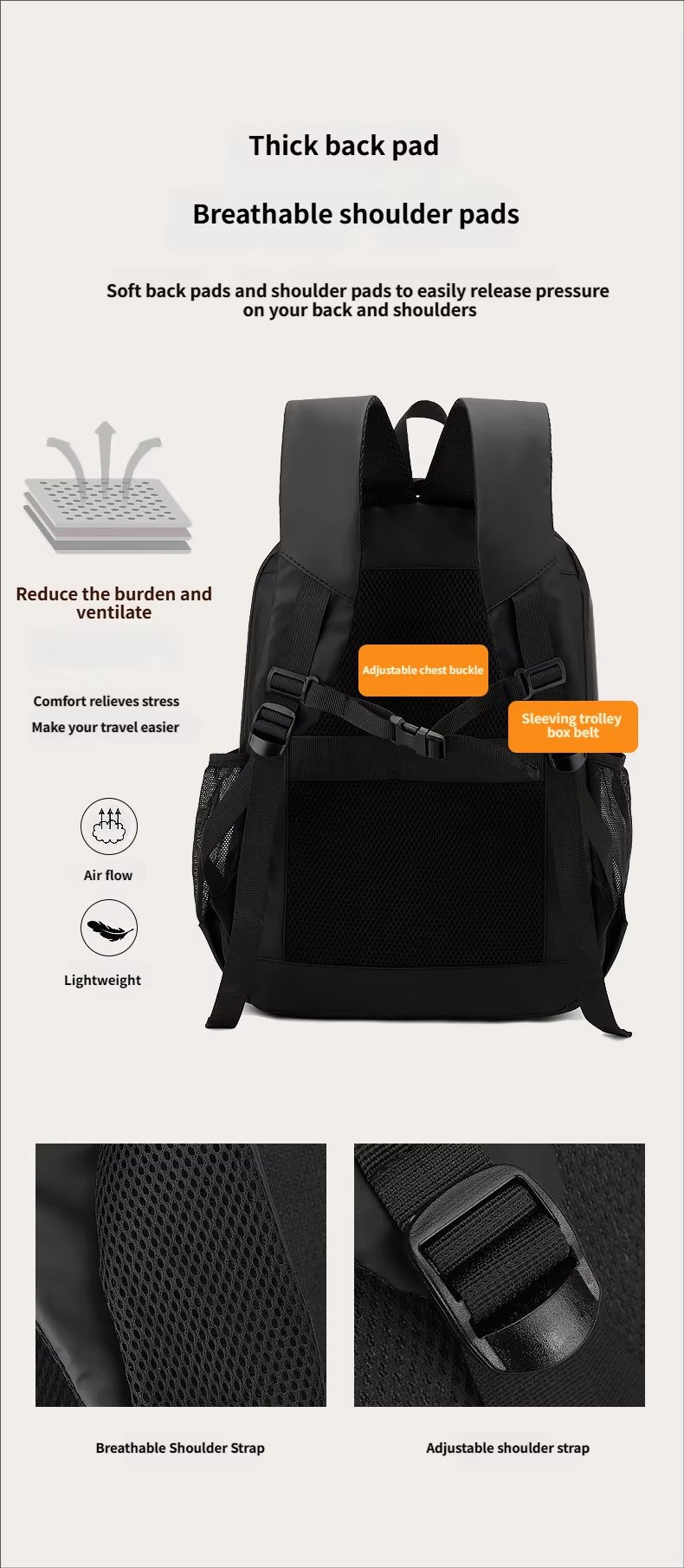 Water-Resistant Lightweight Outdoor Business Travel Nylon Laptop Backpack product detail