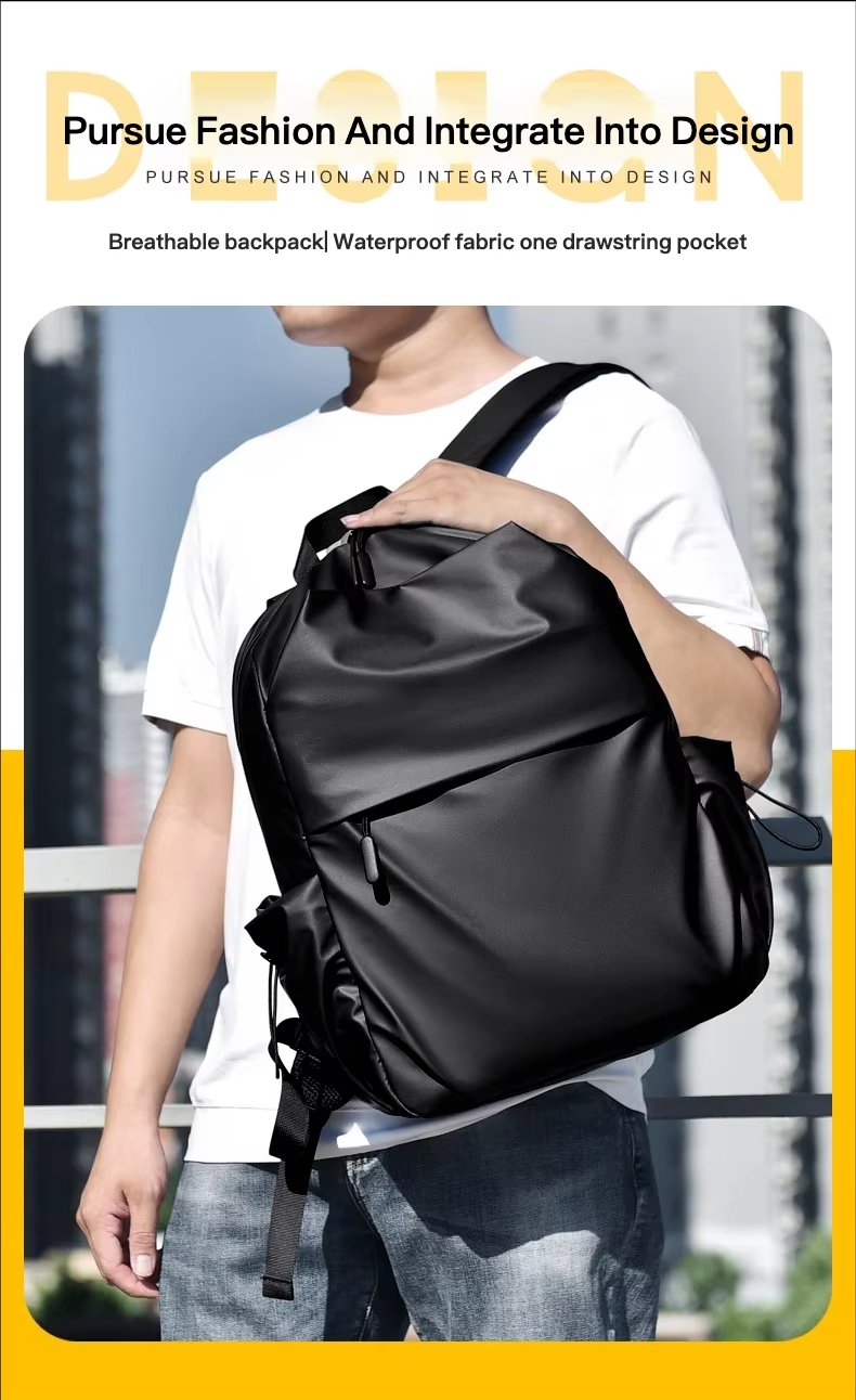 Water-Resistant Large Capacity Lightweight Outdoor Business PU Leather Laptop Backpack product detail