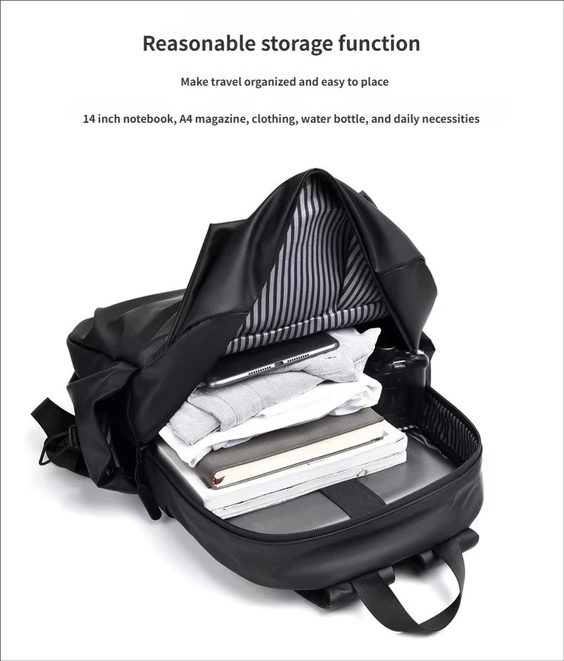 Water-Resistant Large Capacity Lightweight Outdoor Business PU Leather Laptop Backpack product detail