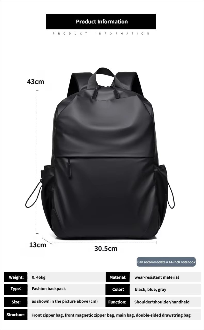 Water-Resistant Large Capacity Lightweight Outdoor Business PU Leather Laptop Backpack product detail