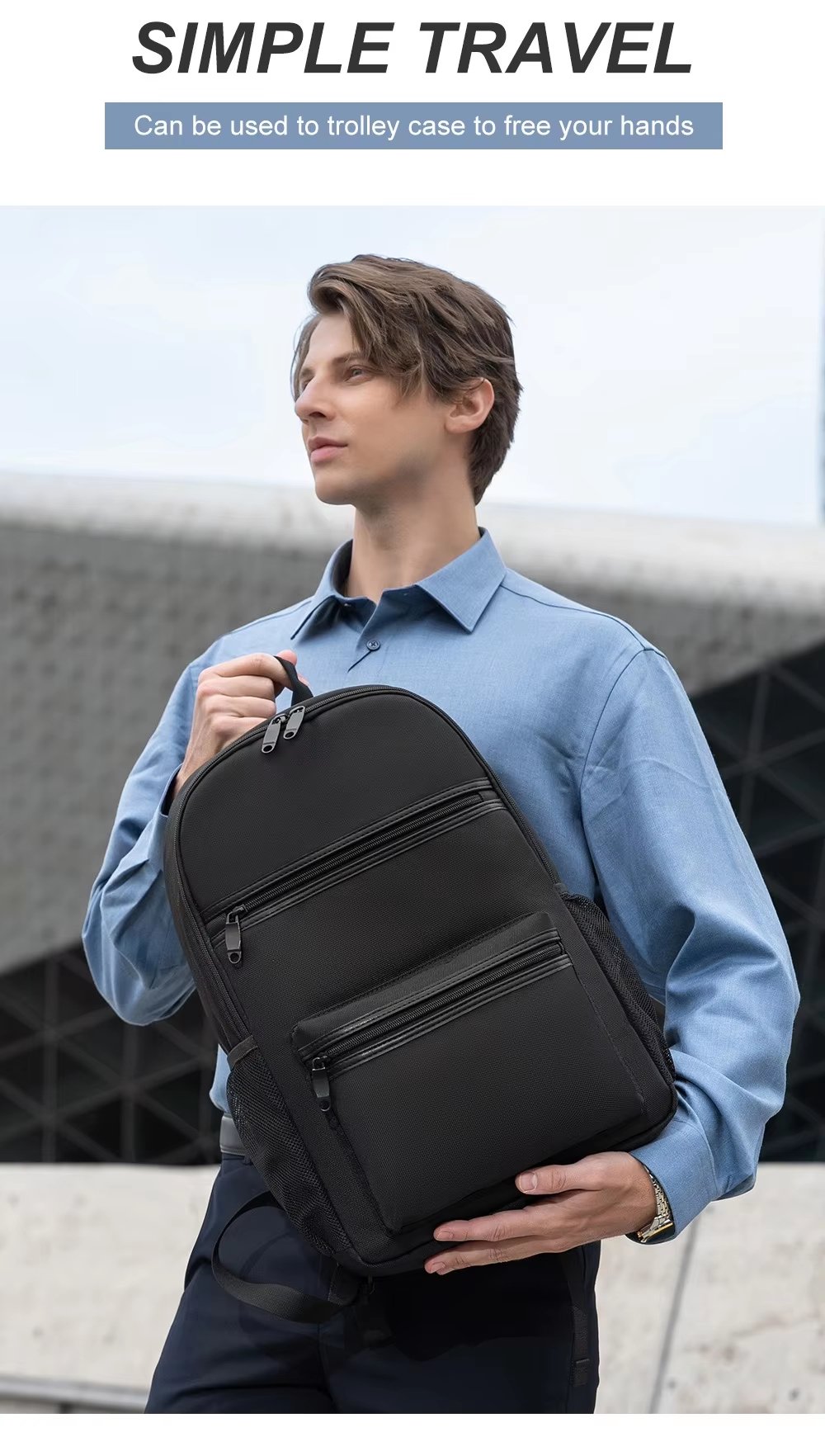 Water-Resistant Large Capacity Lightweight Outdoor Business Oxford Laptop Backpack product detail