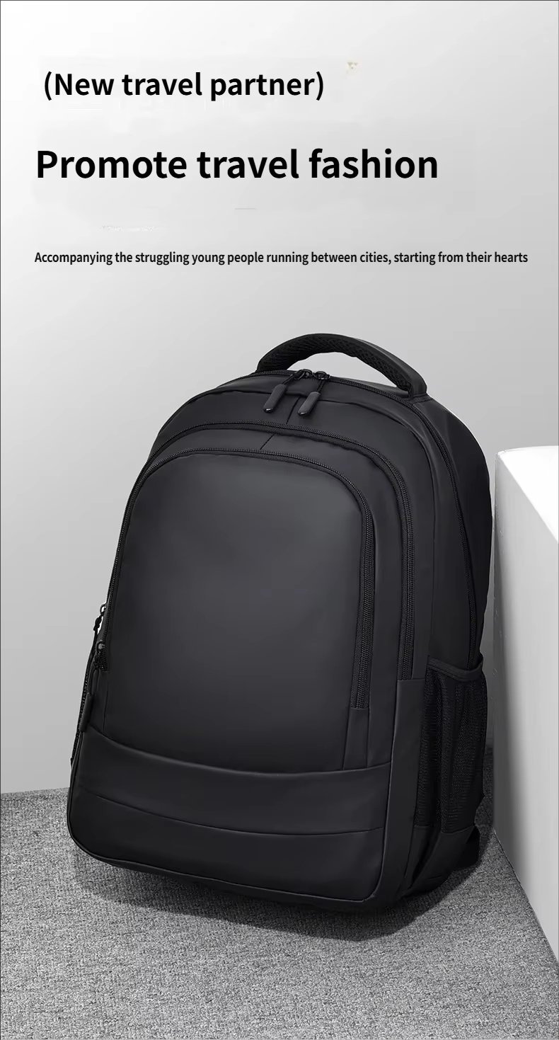 Water-Resistant Large Capacity USB Outdoor Business PU Leather Laptop Backpack product detail