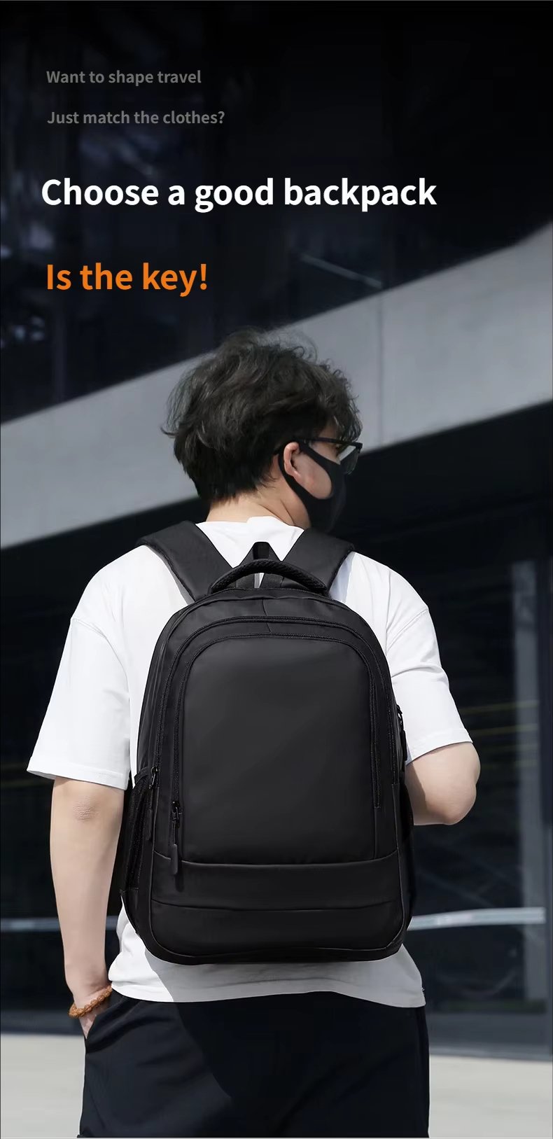 Water-Resistant Large Capacity USB Outdoor Business PU Leather Laptop Backpack product detail