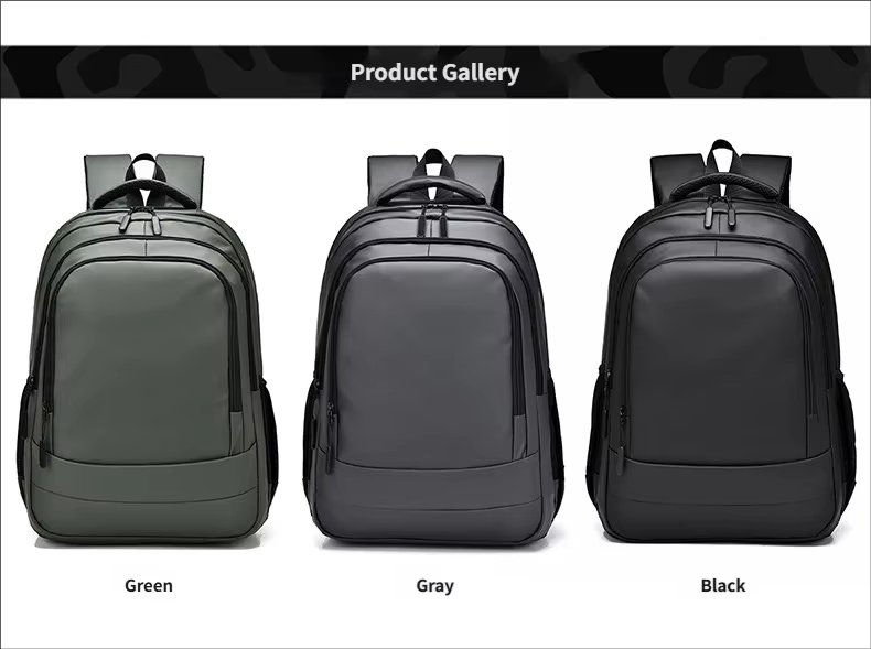 Water-Resistant Large Capacity USB Outdoor Business PU Leather Laptop Backpack product detail