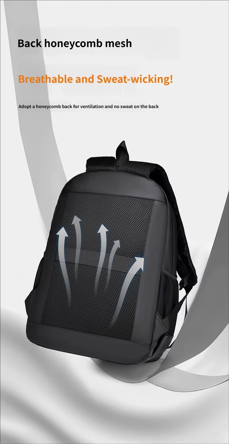 Water-Resistant Large Capacity USB Outdoor Business PU Leather Laptop Backpack product detail