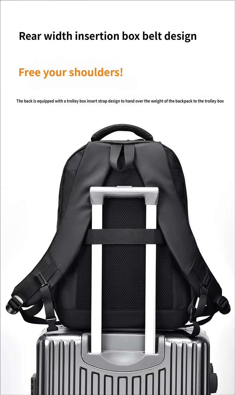 Water-Resistant Large Capacity USB Outdoor Business PU Leather Laptop Backpack product detail