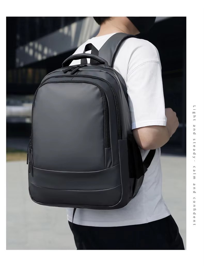 Water-Resistant Large Capacity USB Outdoor Business PU Leather Laptop Backpack product detail