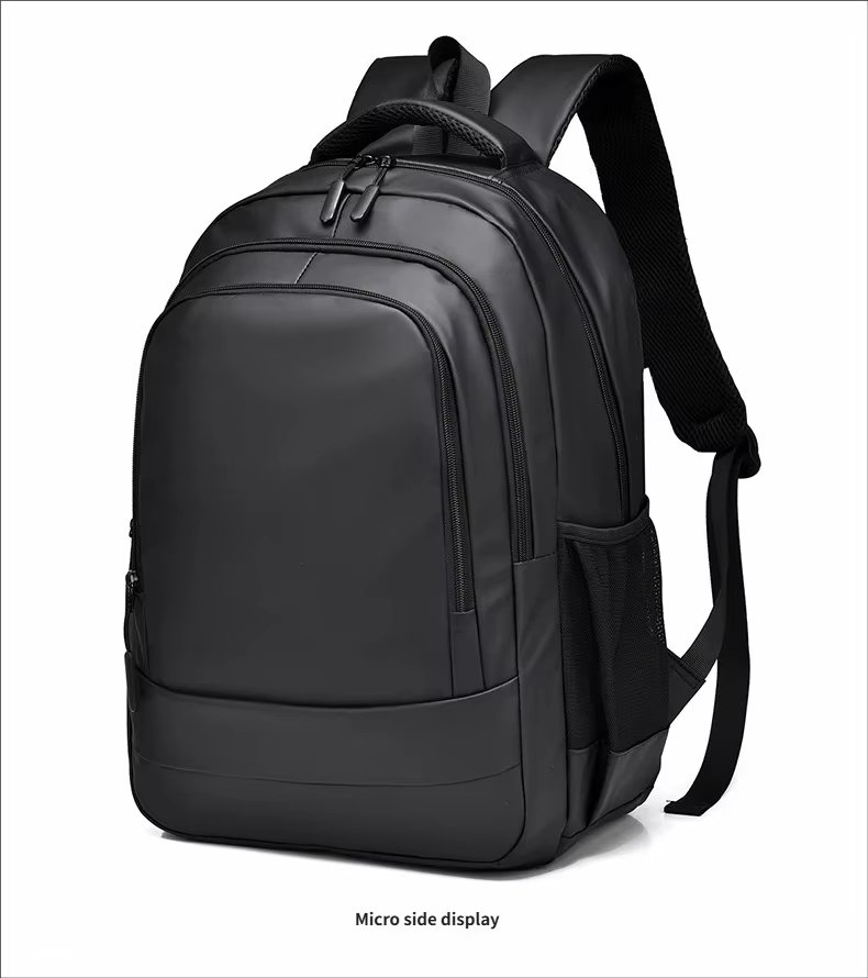 Water-Resistant Large Capacity USB Outdoor Business PU Leather Laptop Backpack product detail