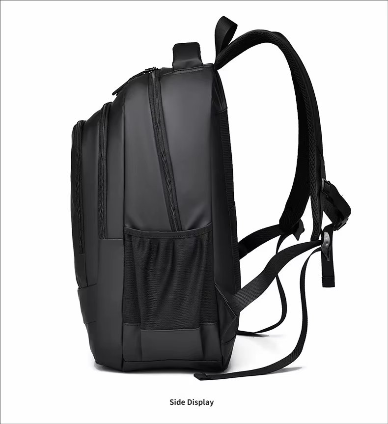 Water-Resistant Large Capacity USB Outdoor Business PU Leather Laptop Backpack product detail