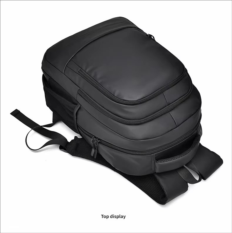 Water-Resistant Large Capacity USB Outdoor Business PU Leather Laptop Backpack product detail
