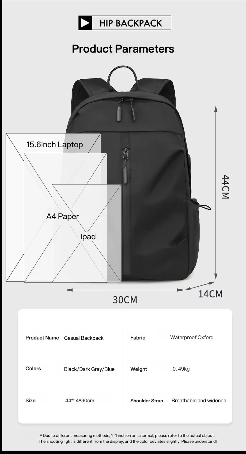 Water-Resistant Large Capacity Modern Outdoor Travel Oxford Laptop Backpack product detail