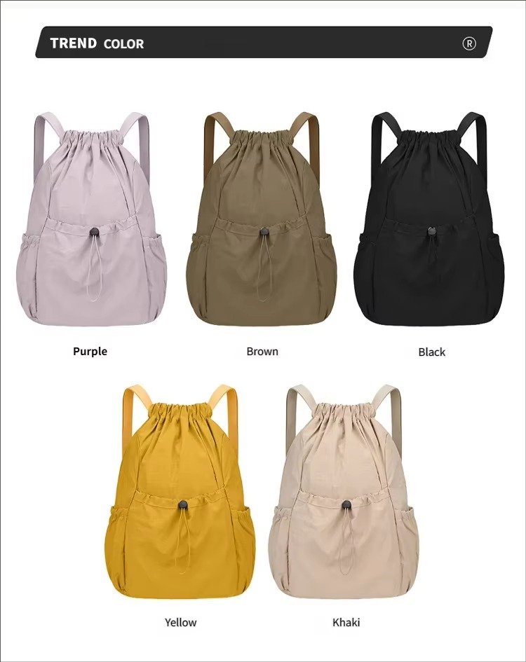 Lightweight Waterproof Nylon Drawstring Backpack Large Capacity Outdoor Sports Commuting Leisure Foldable String Bag detail image