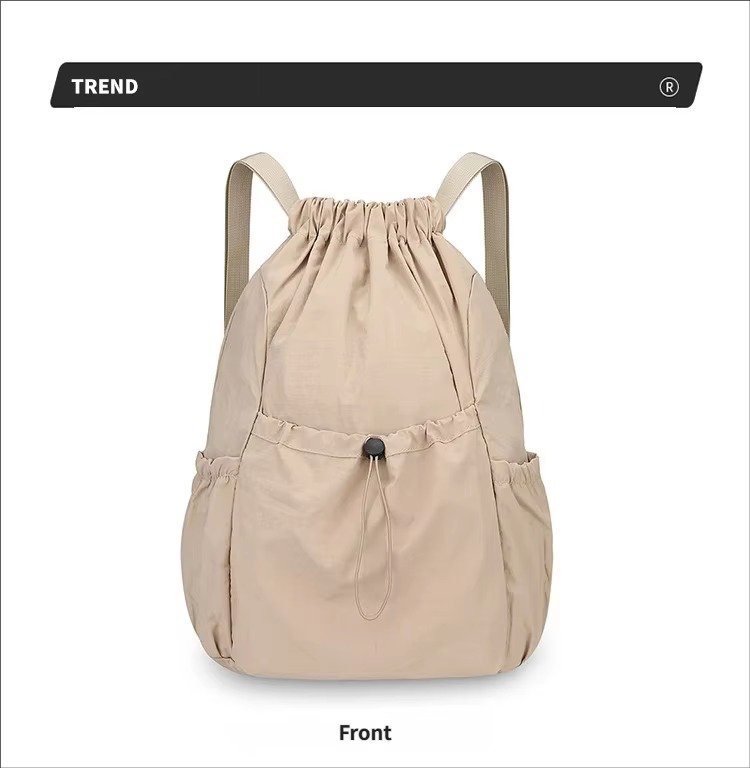 Lightweight Waterproof Nylon Drawstring Backpack Large Capacity Outdoor Sports Commuting Leisure Foldable String Bag detail image