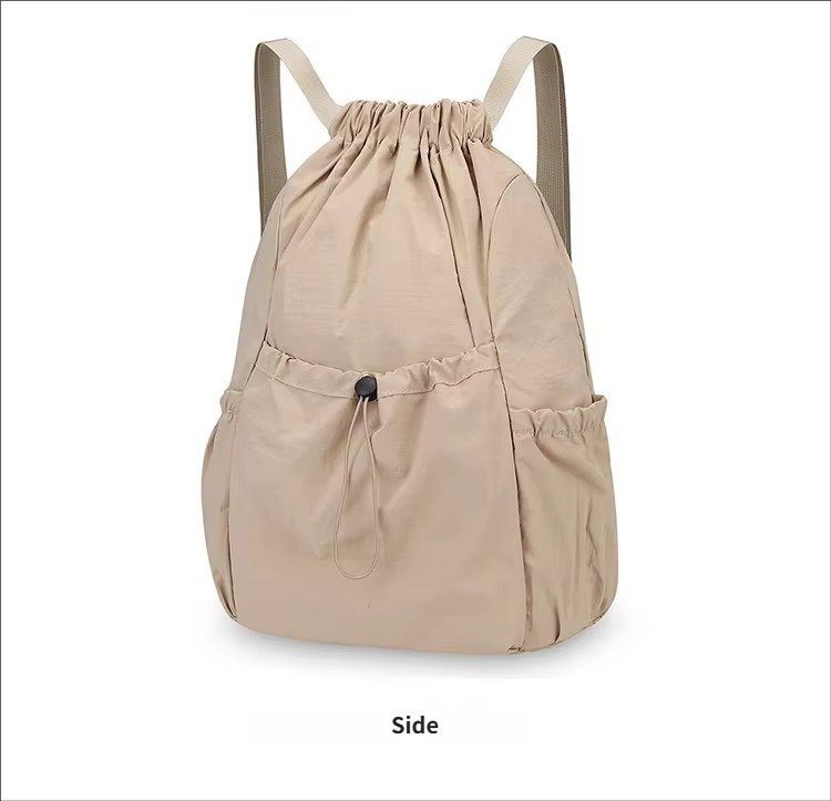 Lightweight Waterproof Nylon Drawstring Backpack Large Capacity Outdoor Sports Commuting Leisure Foldable String Bag detail image
