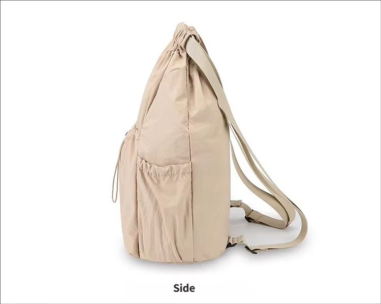 Lightweight Waterproof Nylon Drawstring Backpack Large Capacity Outdoor Sports Commuting Leisure Foldable String Bag detail image