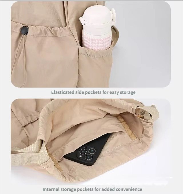 Lightweight Waterproof Nylon Drawstring Backpack Large Capacity Outdoor Sports Commuting Leisure Foldable String Bag detail image