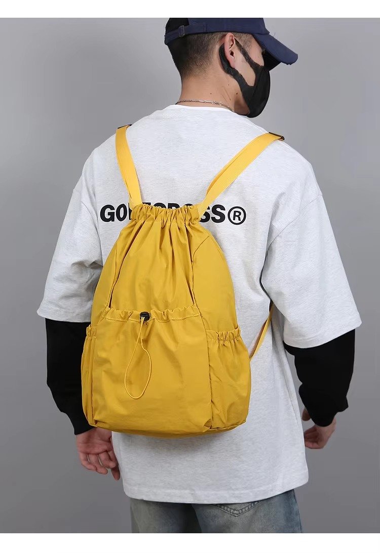Lightweight Waterproof Nylon Drawstring Backpack Large Capacity Outdoor Sports Commuting Leisure Foldable String Bag detail image