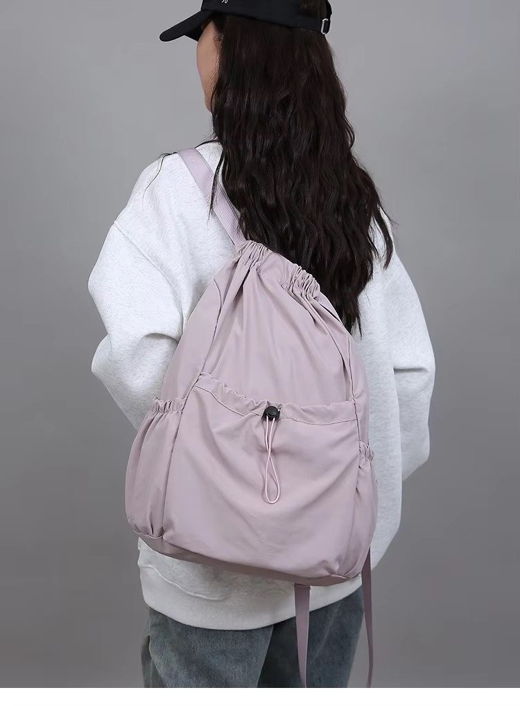 Lightweight Waterproof Nylon Drawstring Backpack Large Capacity Outdoor Sports Commuting Leisure Foldable String Bag detail image