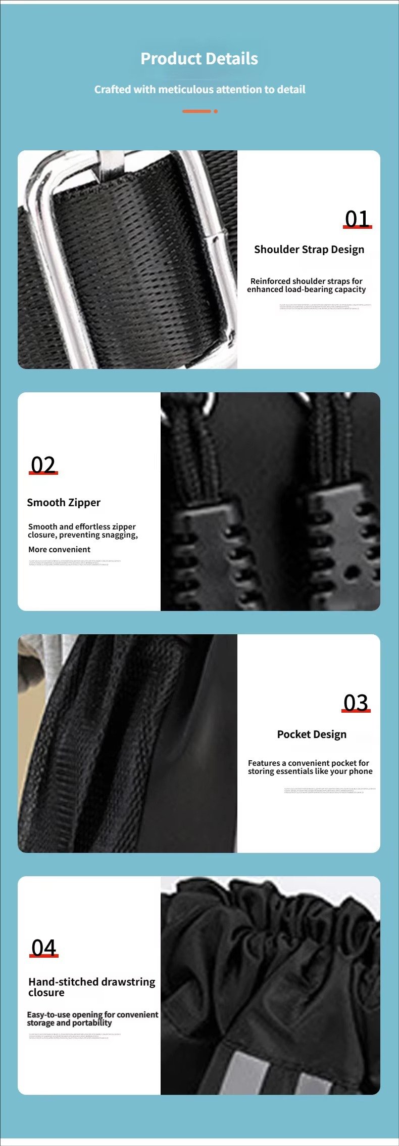 Waterproof Drawstring Backpack Lightweight Foldable Gym Sports Backpack Basketball String Bag with Shoes Compartment detail image