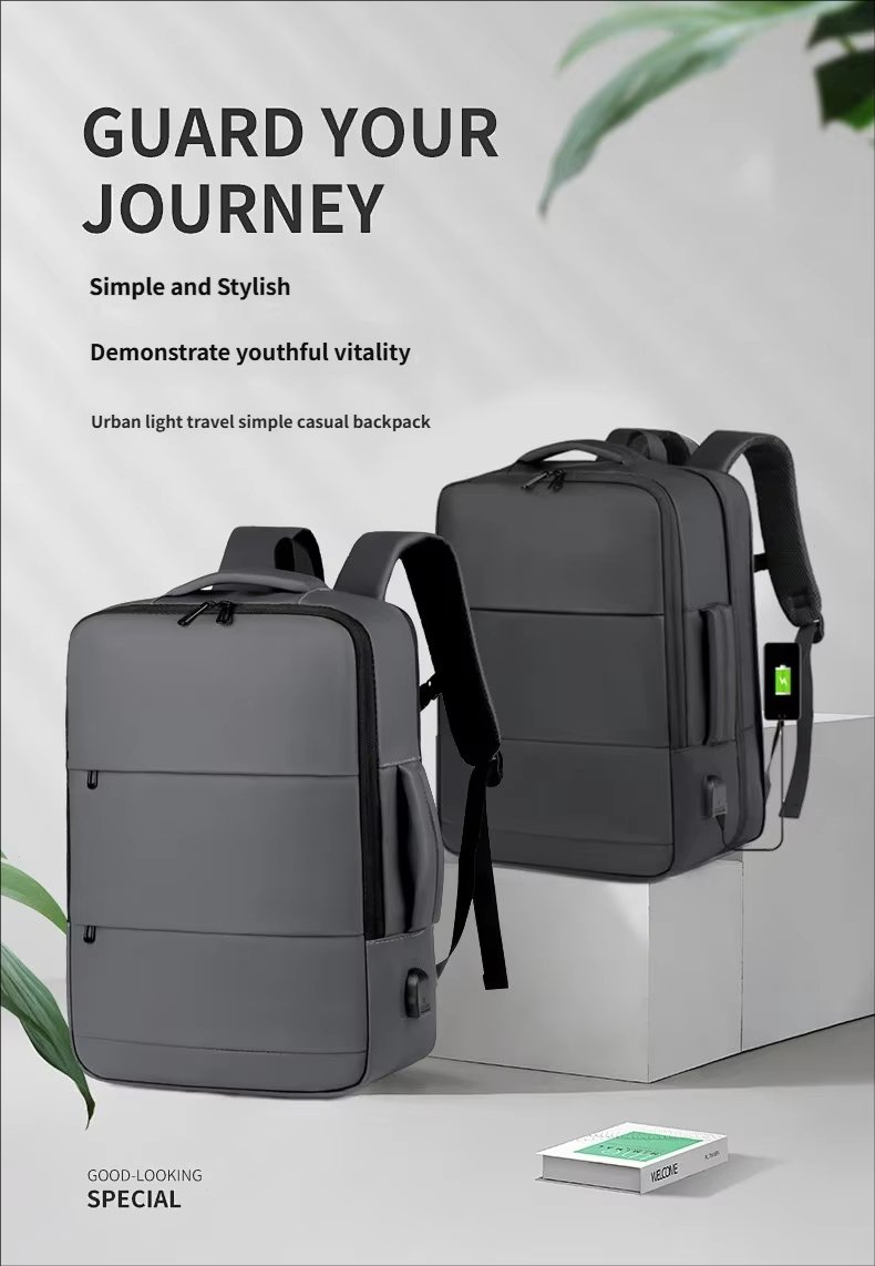 Water-Resistant Large Capacity USB Business Travel Oxford Laptop Backpack product detail