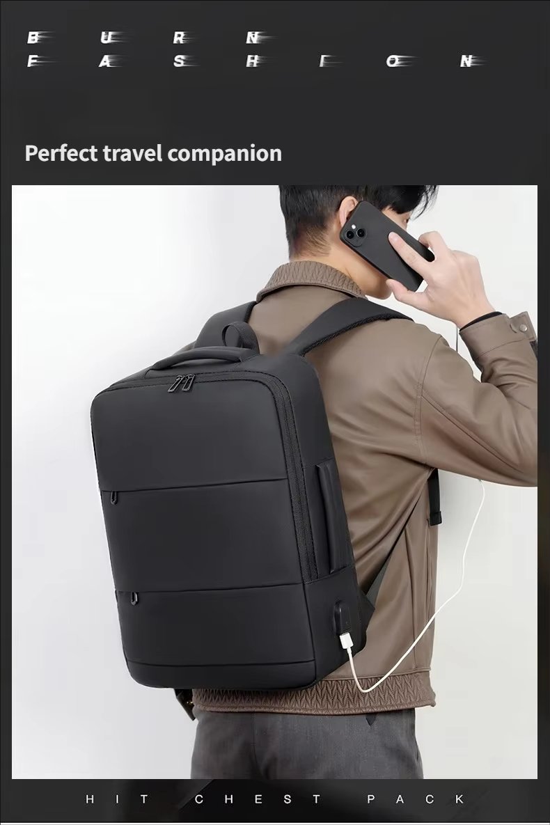 Water-Resistant Large Capacity USB Business Travel Oxford Laptop Backpack product detail
