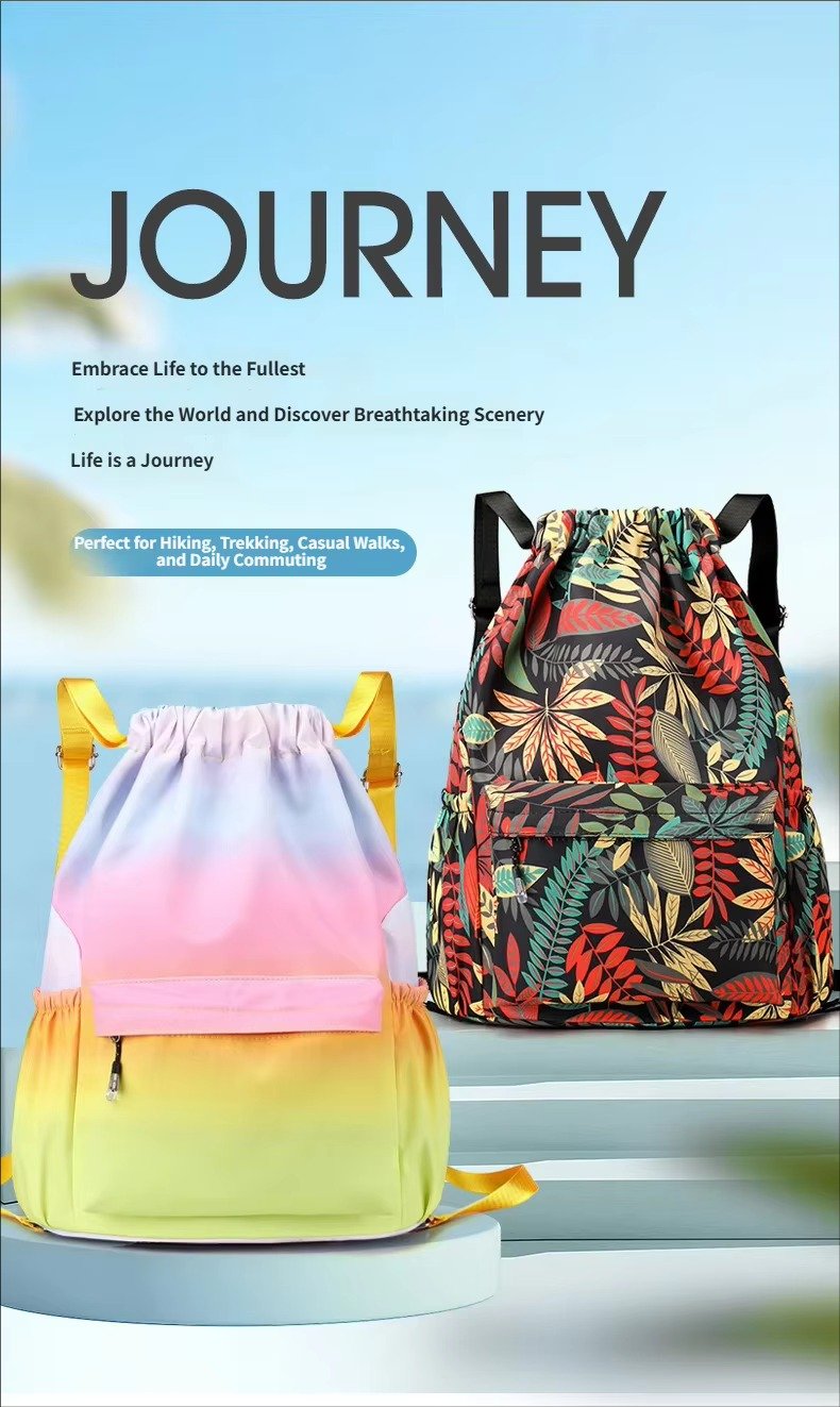 Printing Lightweight Waterproof Drawstring Backpack Foldable Basketball Sport Gym Bags Shopping Handbag Travel Backpack detail image