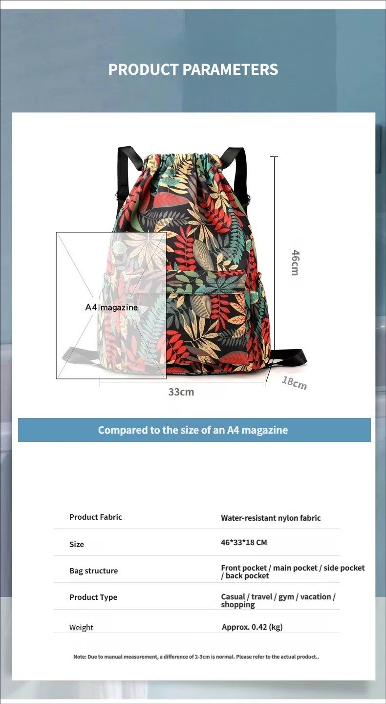 Printing Lightweight Waterproof Drawstring Backpack Foldable Basketball Sport Gym Bags Shopping Handbag Travel Backpack detail image