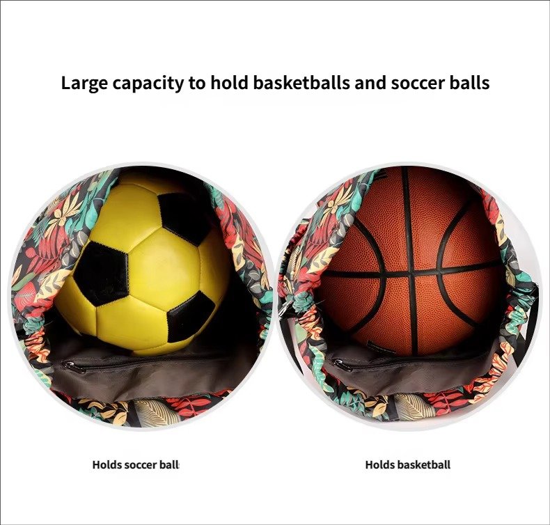 Printing Lightweight Waterproof Drawstring Backpack Foldable Basketball Sport Gym Bags Shopping Handbag Travel Backpack detail image