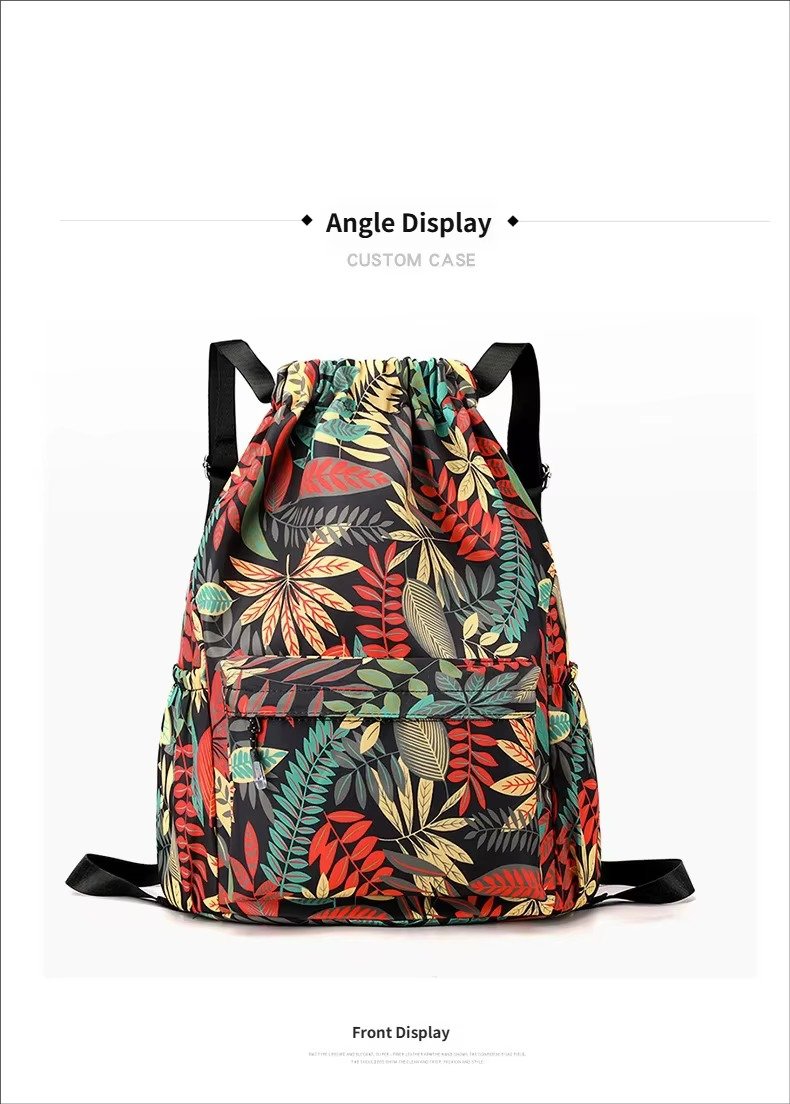 Printing Lightweight Waterproof Drawstring Backpack Foldable Basketball Sport Gym Bags Shopping Handbag Travel Backpack detail image