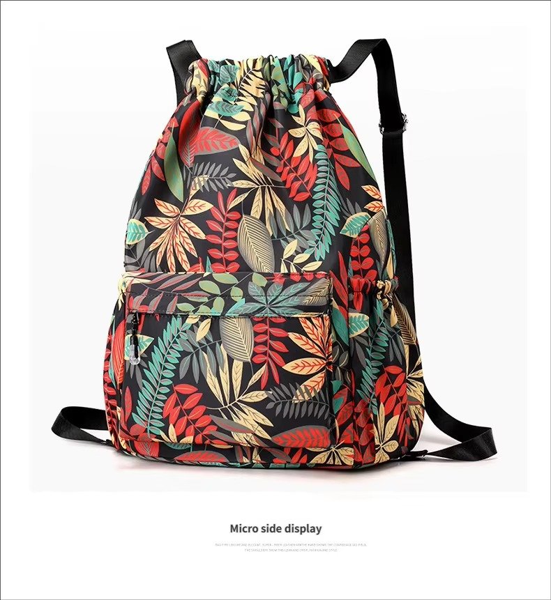 Printing Lightweight Waterproof Drawstring Backpack Foldable Basketball Sport Gym Bags Shopping Handbag Travel Backpack detail image