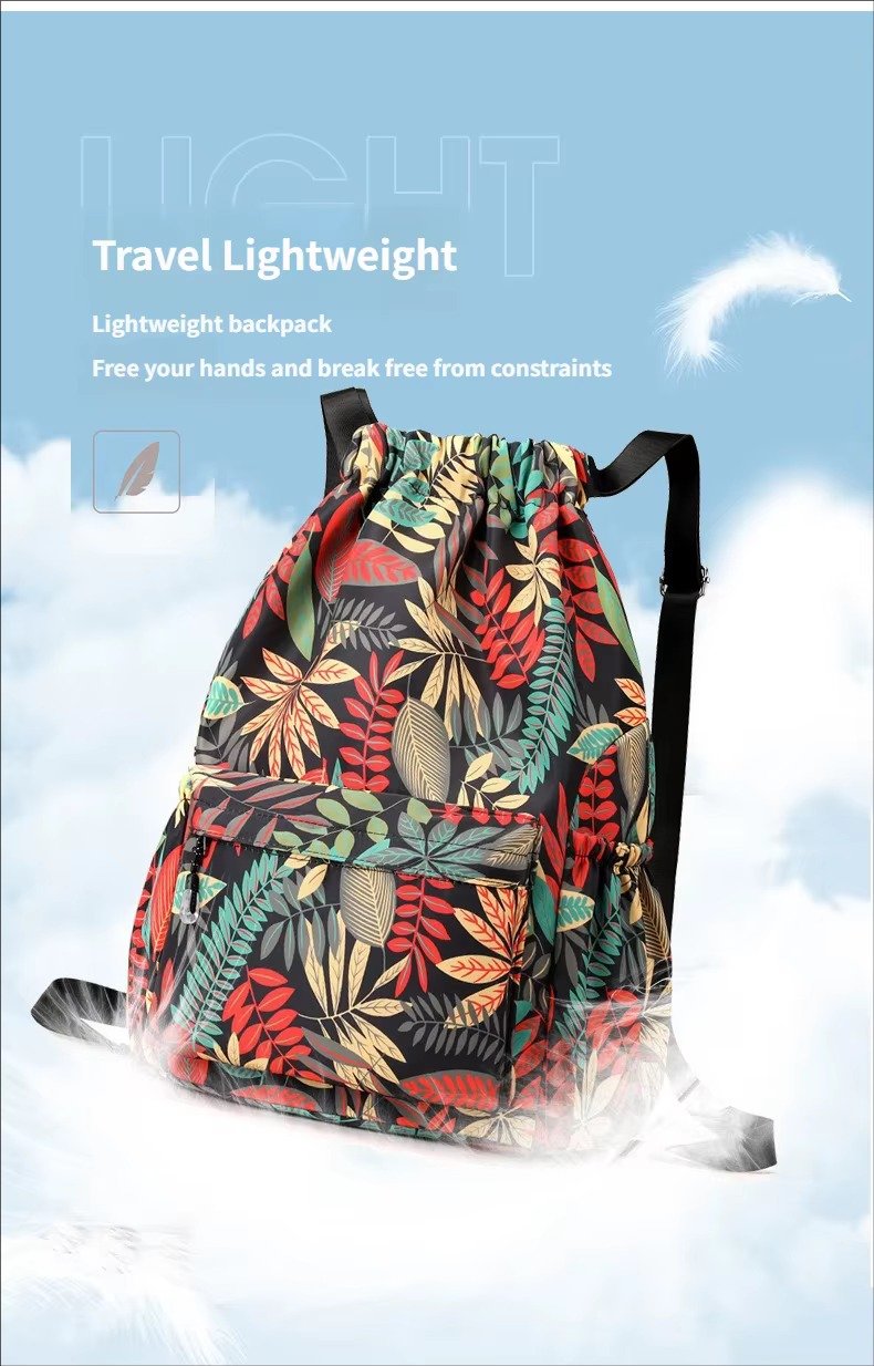 Printing Lightweight Waterproof Drawstring Backpack Foldable Basketball Sport Gym Bags Shopping Handbag Travel Backpack detail image